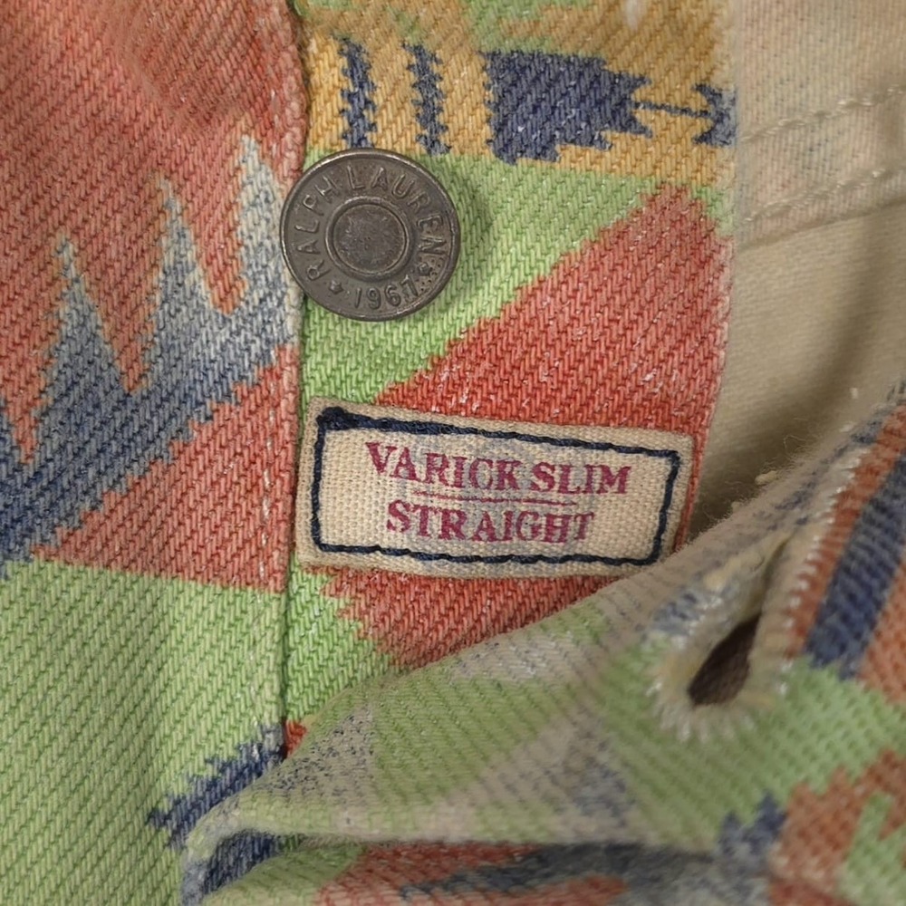 POLO RALPH LAUREN Men's Jeans 38X32 Varick Slim Straight Aztec 100% Cotton - Picture 9 of 16